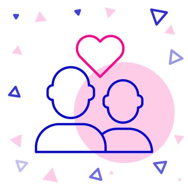 Beyaz arka planda çizgi aşığı simgesi izole edildi. Sevgililer günün kutlu olsun. Renkli taslak konsepti. Vektör