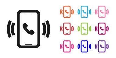 Siyah Telefon, beyaz arkaplanda 24 saat boyunca izole edilmiş destek ikonu. Tüm gün müşteri destek merkezi. Tam zamanlı çağrı servisi. Simgeleri renklendirin. Vektör.