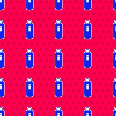 Blue Pregnancy test icon isolated seamless pattern on red background.  Vector