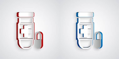 Paper cut Antidote icon isolated on grey background. Paper art style. Vector