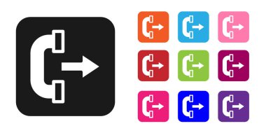 Black Outgoing call phone icon isolated on white background. Phone sign. Telephone handset. Set icons colorful. Vector