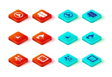 Set Gold bars, Safe with gold, nugget, Molten being poured,  and exchange money icon. Vector