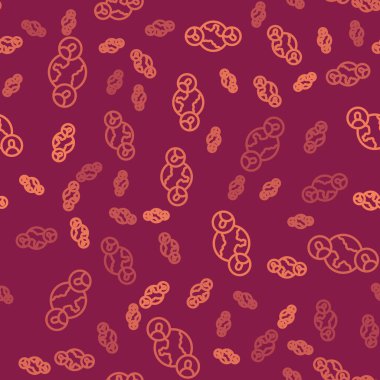 Kahverengi çizgi BFF ya da en iyi arkadaşlar sonsuza dek ikon kırmızı arka planda izole edilmiş kusursuz desen. Vektör.