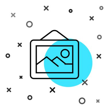 Black line Picture landscape icon isolated on white background. Random dynamic shapes. Vector