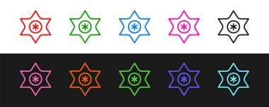 Set line Falling star icon isolated on black and white background. Meteoroid, meteorite, comet, asteroid, star icon.  Vector