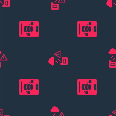 Set Server, Data, Web Hosting and Cloud technology data transfer on seamless pattern. Vector