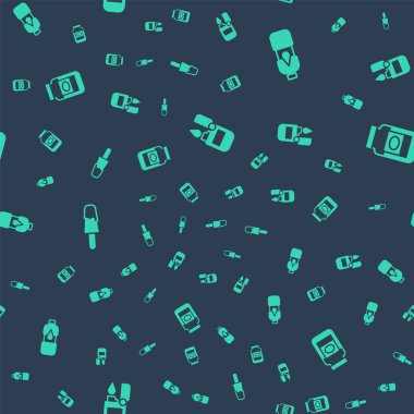 Set Lighter, Bottle of water, Ice cream and Jam jar on seamless pattern. Vector