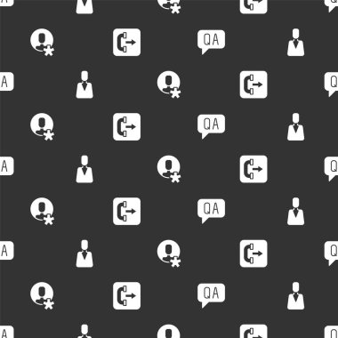Set Question and Answer, Employee, Elected employee and Outgoing call phone on seamless pattern. Vector