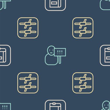 Set line Law book, Barbed wire and Protest on seamless pattern. Vector