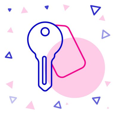 Line Hotel kapı kilidi simgesi beyaz arkaplanda izole edildi. Renkli taslak konsepti. Vektör