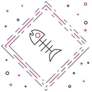 Çizgi Ölü Balık simgesi beyaz arkaplanda izole edildi. Renkli taslak konsepti. Vektör