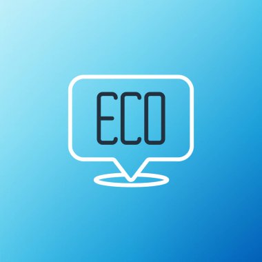 Çizgi Yaprak Çevre sembolü simgesi mavi arkaplanda izole edildi. Pankart, etiket, etiket, logo, çevre yeşili etiketi. Renkli taslak konsepti. Vektör