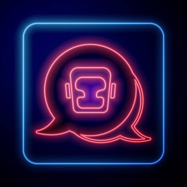 Parlayan neon boks başlığı simgesi siyah arkaplanda izole edildi. Vektör