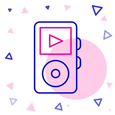 Satır müziği simgesi beyaz arkaplanda izole edildi. Taşınabilir müzik cihazı. Renkli taslak konsepti. Vektör