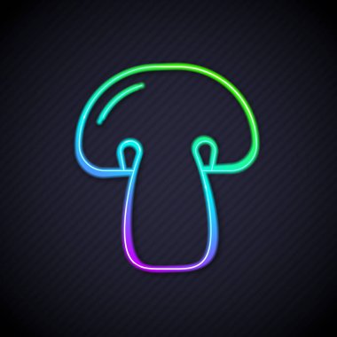 Parlayan neon hattı mantar ikonu Parlayan neon çizgi arkaplanını izole etti. Vektör.