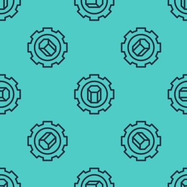 Siyah çizgi 3D yazıcı ayarı simgesi yeşil arkaplanda izole edilmiş kusursuz desen. 3D baskı. Vektör.