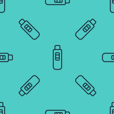 Black line Pregnancy test icon isolated seamless pattern on green background. Vector.