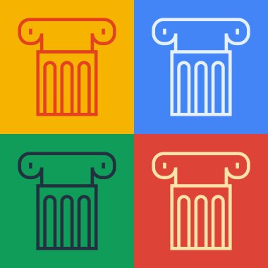 Pop sanat çizgisi Eskiler sütun simgesi renk arkaplanında izole edildi. Vektör.