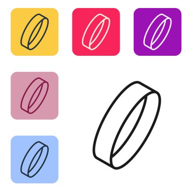 Black line Gold ring icon isolated on white background. Set icons in color square buttons. Vector.