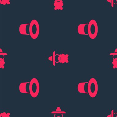 Set Magic hat and Wizard warlock on seamless pattern. Vector.