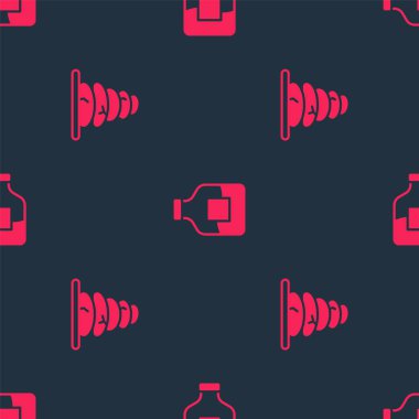 Set Stack hot stones and Bottle of vodka on seamless pattern. Vector.