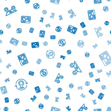 Set line Map pin Route location and Gps device with map on seamless pattern. Vector.