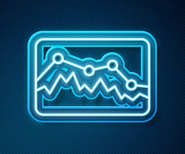 Parlayan neon hattı Müzik dalgası eşitleyici simgesi mavi arkaplanda izole edildi. Ses dalgası. Ses dijital dengeleyici teknolojisi, konsol paneli, nabız müzikali. Vektör.