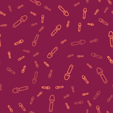 Kahverengi çizgi kaşığı simgesi, kırmızı arkaplanda pürüzsüz desen izole etti. Mutfak aletleri. Çatal bıçak seti. Vektör.