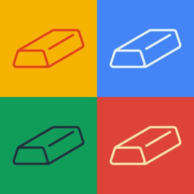 Pop Art Line Altın Çubuk simgesi renk arkaplanında izole edildi. Bankacılık işi konsepti. Vektör.