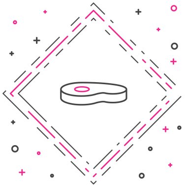 Hat biftek ikonu beyaz arka planda izole edildi. Renkli taslak konsepti. Vektör