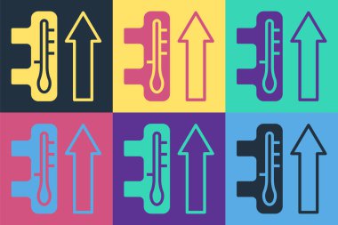 Pop Art Planet Earth 'ün küresel ısınma simgesine dönüşmesi renk arka planında izole edilmiş. Ekolojik problemler ve çözümler - termometre. Vektör.