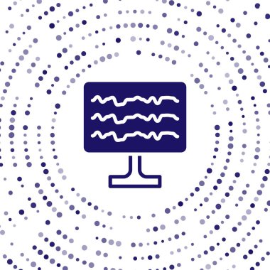 Mavi Ensefalogram simgesi beyaz arkaplanda izole edildi. Elektriksel aktivite. Soyut çember rastgele noktalar. Vektör