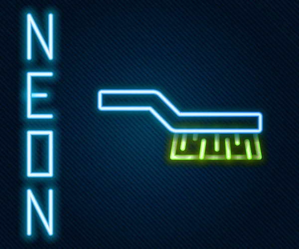 Glödande Neon Linje Pool Bord Borste Ikon Isolerad Svart Bakgrund — Stock vektor