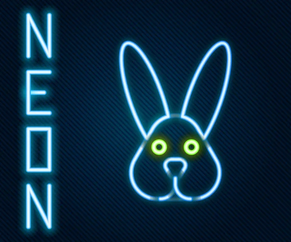 Glödande Neon Line Djurplågeri Fri Med Kanin Ikon Isolerad Svart — Stock vektor