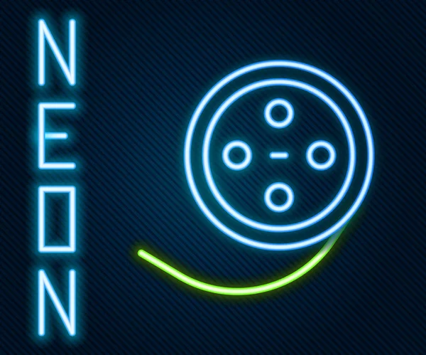 Ragyogó Neon Vonal Filmtekercs Ikon Elszigetelt Fekete Háttérrel Színes Vázlat — Stock Vector