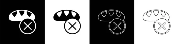 Set Spende Lebensmittel Symbol Isoliert Auf Schwarz Weißem Hintergrund Vektor — Stockvektor