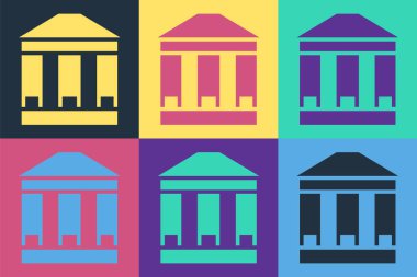 Pop Sanat Müzesi ikonu renk arkaplanında izole edilmiş. Vektör