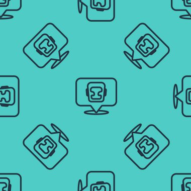 Siyah çizgi boks başlığı simgesi yeşil arka planda kusursuz desen izole etti. Vektör