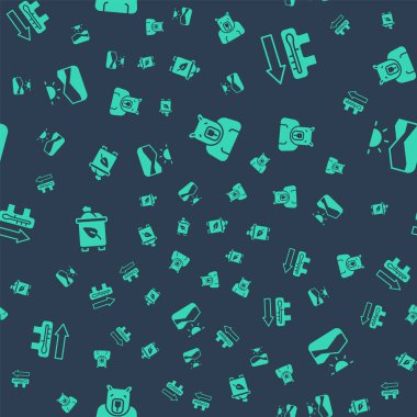 Kutup ayısı kafasını, küresel ısınmayı, geri dönüşümlü geri dönüşüm kutusunu ve kuraklığı kusursuz bir şablona ayarlayın. Vektör