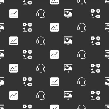 Tebeşir tahtasını çizelge, planlama stratejisi, mali büyüme artışı ve kulaklıkla kusursuz bir şekilde ayarla. Vektör