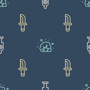 Atış için insan hedef tahtası, askeri bıçak ve bomba patlaması. Vektör.