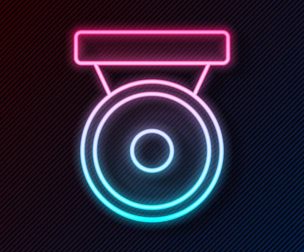 Leuchtendes Neonfarbenes Box Gong Symbol Isoliert Auf Schwarzem Hintergrund Boxende — Stockvektor