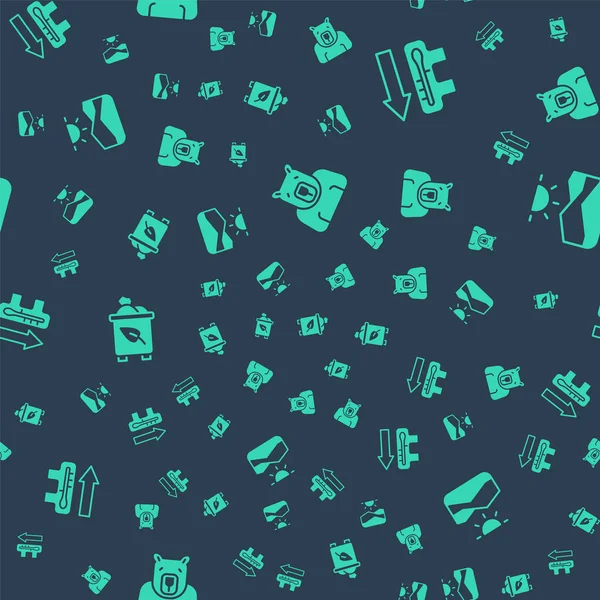 Kutup ayısı kafasını, küresel ısınmayı, geri dönüşümlü geri dönüşüm kutusunu ve kuraklığı kusursuz bir şablona ayarlayın. Vektör