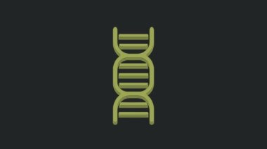 Siyah arkaplanda izole edilmiş yeşil DNA sembolü. 4K Video hareketli grafik canlandırması.