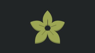 Yeşil Lotus çiçek ikonu siyah arkaplanda izole edilmiş. 4K Video hareketli grafik canlandırması.