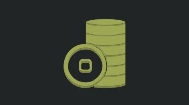 Yeşil Çin Yuan para birimi simgesi siyah arkaplanda izole edilmiş. Bozuk para. Bankacılık işareti. Para sembolü. 4K Video hareketli grafik canlandırması.