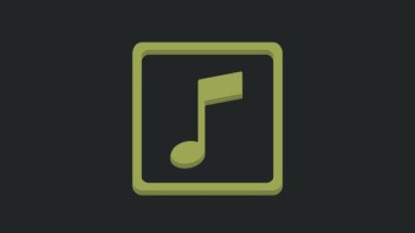 Green Music notası, ton simgesi siyah arkaplanda izole edilmiş. 4K Video hareketli grafik canlandırması.