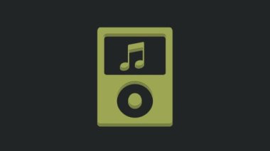 Green Music player simgesi siyah arkaplanda izole edildi. Taşınabilir müzik cihazı. 4K Video hareketli grafik canlandırması.