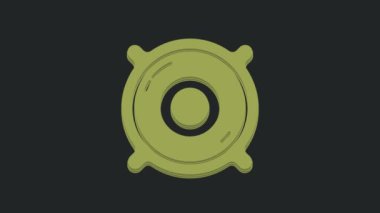 Yeşil Stereo hoparlör simgesi siyah arkaplanda izole edildi. Ses sistemi hoparlörleri. Müzik ikonu. Müzikal sütun hoparlörü. 4K Video hareketli grafik canlandırması.