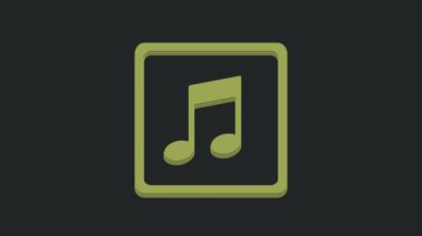 Green Music notası, ton simgesi siyah arkaplanda izole edilmiş. 4K Video hareketli grafik canlandırması.